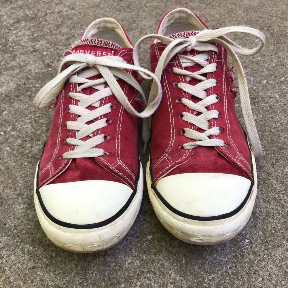 Red converse shoes